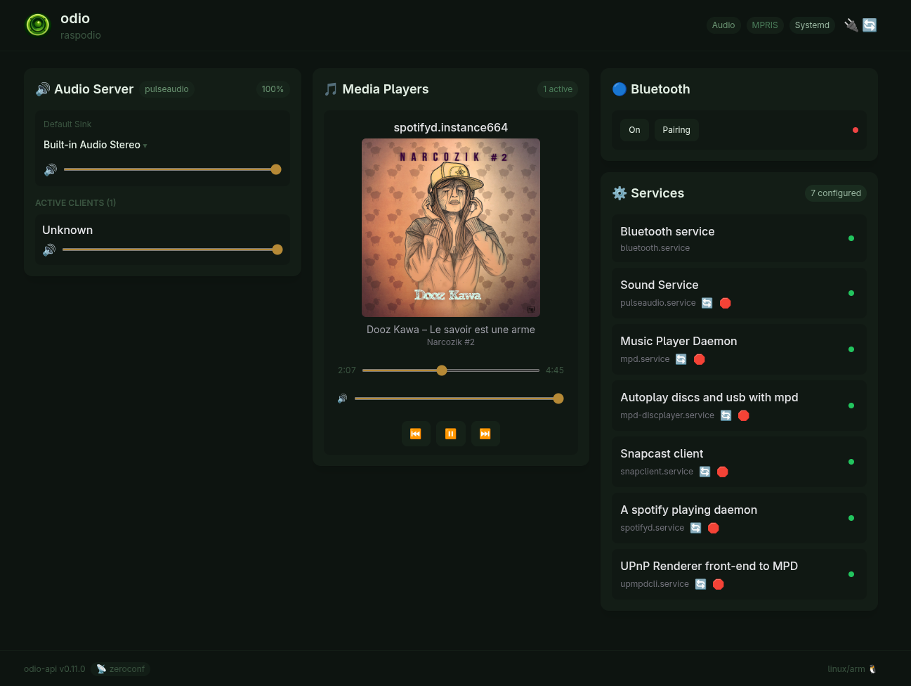 Embedded web UI — full dashboard (RIP Dooz Kawa)